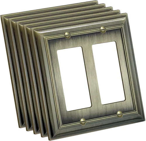 Vista 7 de BESTTEN Placa de pared combinada de 1 palanca/1 decorador, tamaño mediano, 2 bandas, resistente a la corrosión, latón antiguo, cubierta de salida