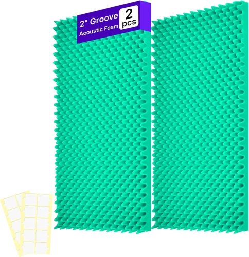 Vista 13 de Paquete de 52 paneles de espuma acústica de 1 x 12 x 12 pulgadas, paneles de pared de espuma acústica de absorción de sonido (negro/azul)