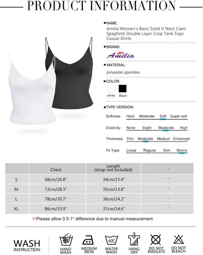 Vista 6 de Amilia - Camiseta sin mangas básica para mujer, cuello en V profundo, de doble capa, estilo casual