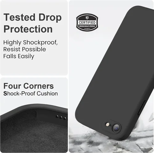 Vista 5 de Vooii Funda para iPhone SE 2022/3rd/2020, iPhone 8/7, silicona líquida mejorada con [bordes planos] [protección de cámara]