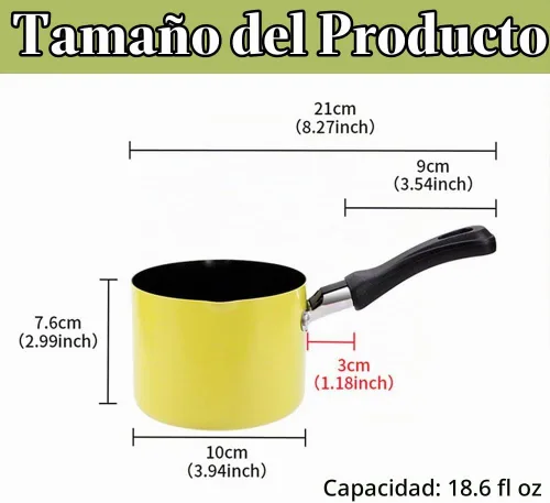 Vista 2 de Mini cacerola, calentador de mantequilla antiadherente verde de 0.5 cuartos de galón con asa, 2 boquillas de vertido, olla de leche múltiple olla