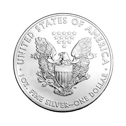 Vista 2 de 1986-2021 (Año al azar) Moneda American Silver Eagle de 1 oz (Tipo 1) Brillante Sin Circular con Certificado de Autenticidad $1 Vendedor BU
