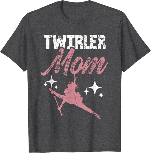 Vista 23 de Twirler Mom Baton Madre Majorette Funny Gymnastic Twirling T-Shirt Negro