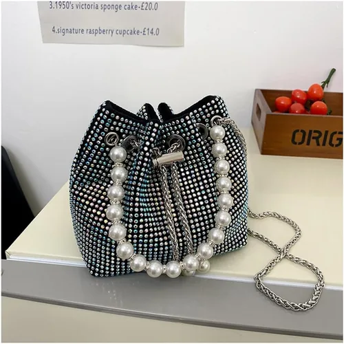 Vista 5 de Bolso de mano de noche con cristales para mujeres y niñas, bolso cruzado brillante para boda, graduación, fiesta, club, bolsos de mano