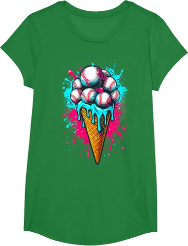 Vista 35 de Camiseta de béisbol de acuarela de helado de béisbol