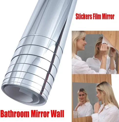 Vista 5 de 2 calcomanías autoadhesivas para pared, efecto espejo, anticaídas, flexibles, sin vidrio, para el hogar, sala de estar, dormitorio