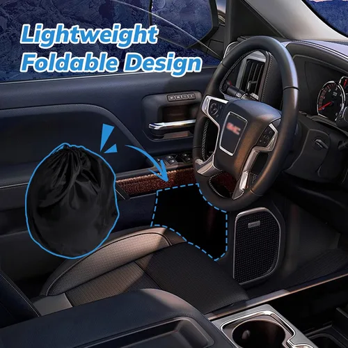 Vista 5 de Parasol para parabrisas delantero compatible con GMC (2019-2024) Sierra 1500 2500 3500 SLT, AT4, Denali Pickup Accesorios - 210T Protector solar