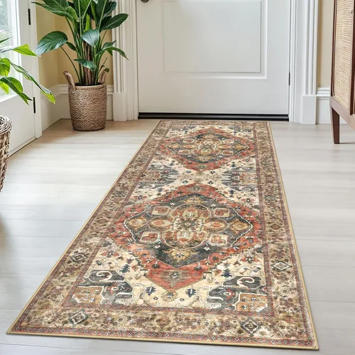 Vista 119 de SIILOOM Alfombra lavable de 2 x 3 pies, alfombra suave color taupe ceniza para entrada, tapete antideslizante para puerta de interior, tapete