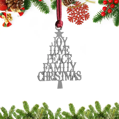 Vista 13 de Adornos navideños, 2024 Adorno de árbol de Navidad de peltre sólido hecho a mano de metal para colgar, artesanía DIY, coleccionables para árboles