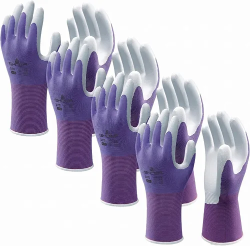 Vista 7 de SHOWA Atlas 370B - Guantes de trabajo profesionales de nitrilo para paisajismo, jardinería y montaje, guantes de uso general Negro