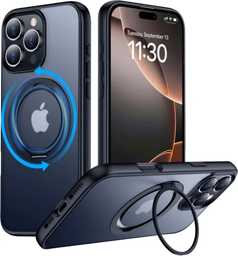 Vista 19 de Magnética para iPhone 12 e iPhone 12 Pro Funda, [con Soporte de Anillo Magnético Invisible Giratorio 360°][A Prueba de Golpes][Compatible