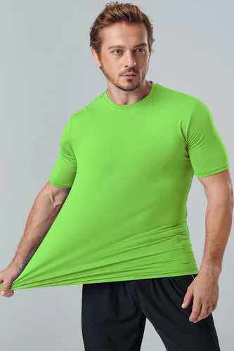 Vista 7 de Paquete de 5 camisetas de manga corta, con cuello redondo y de secado rápido para hombre, camisetas deportivas para correr, entrenar o ir al gimnasio
