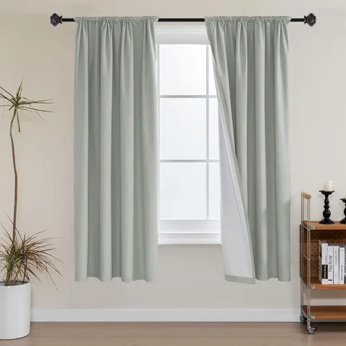 Vista 42 de H.VERSAILTEX Cortinas 100% de opacidad para cocina, con aislamiento térmico, cortinas opacas completas con forro blanco, cortinas de eficiencia