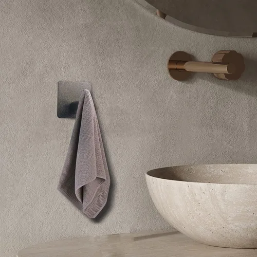 Vista 6 de Ganchos adhesivos negros, paquete de 4 ganchos de pared resistentes, ganchos adhesivos impermeables para colgar toallas, llaves, abrigos, sombreros