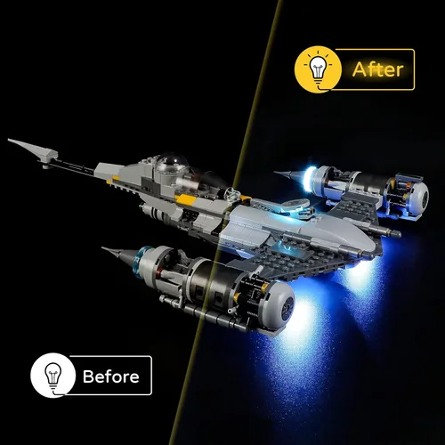 Vista 6 de YEABRICKS Kit de luz LED para Lego - Modelo de bloques de construcción N-1 Starfighter de Star Wars The Mandalorian, juego de luces LED compatible