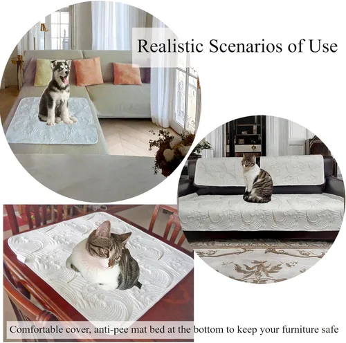 Vista 6 de Almohadillas cuadradas de tela lavables para perros y gatos pequeños, 28 x 28 pulgadas, funda de sofá multicapa para sofá, protector de muebles