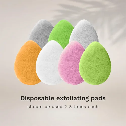 Vista 6 de KOL Cepillo facial, almohadillas de limpieza facial exfoliantes con infusión de aloe, esponja facial exfoliante desechable para limpieza diaria