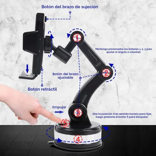 Vista 3 de Soporte de teléfono para automóvil, soporte de teléfono mejorado giratorio de 360° con ventosa para salpicadero, parabrisas, universal para iPhone