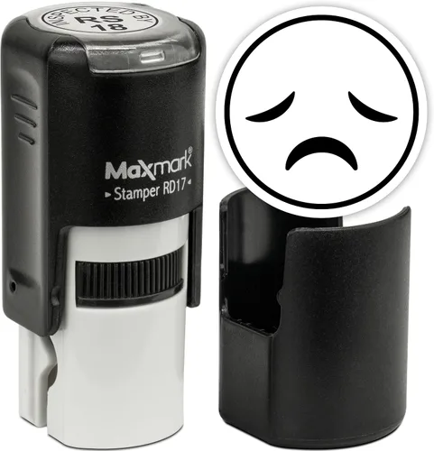 Vista 61 de MaxMark Sello de Emoji Autoentintado Redondo - Enojada - Tinta Negra