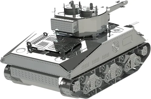 Vista 2 de METAL-TIME Modelo M4 Sherman, rompecabezas 3D para adultos o adolescentes, kit de modelo de rompecabezas de metal DIY, rompecabezas de metal 3D
