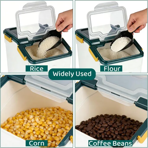 Vista 8 de Contenedor grande de grado alimenticio de 25 libras para harina de arroz y azúcar, azul, 2