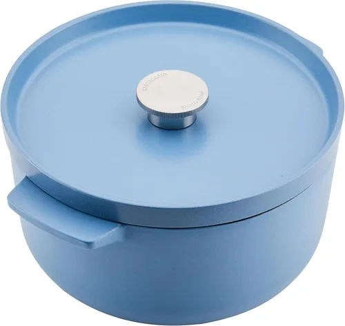 Vista 7 de KitchenAid - Horno holandés/cacerola de hierro fundido esmaltado, 6 cuartos de galón, Azul Terciopelo