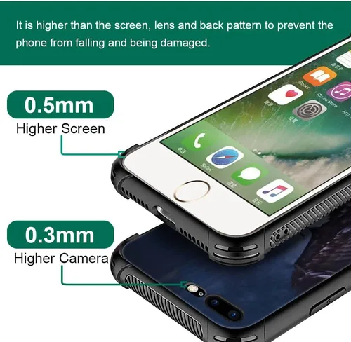 Vista 2 de DJSOK Funda compatible con iPhone 7/8 Plus, diseño con patrón de parachoques trasero, esquinas reforzadas contra arañazos, esquinas reforzadas