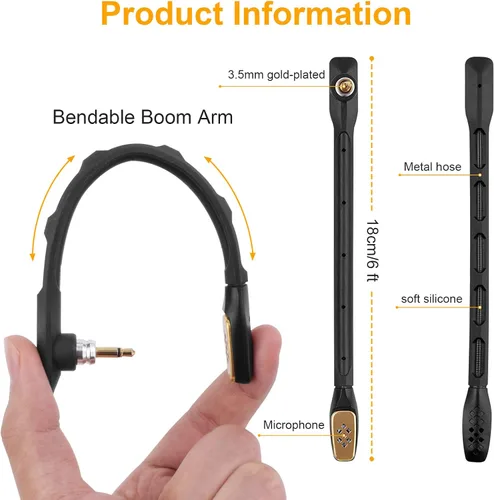 Vista 2 de Accesorios de micrófono A40 compatibles con auriculares Logitech Astra A40 A40TR para juegos, audio de 0.138 in, funciona para PS4, PS5, Xbox One