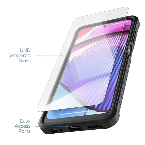 Vista 3 de Encased Funda de cinturón resistente para Moto G Power 5G 2023, funda protectora de cuerpo completo con protector de pantalla templado y clip