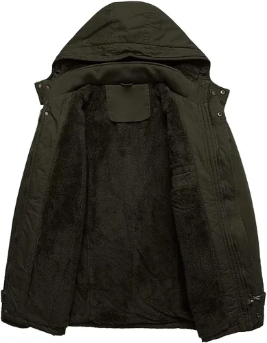 Vista 3 de CRYSULLY - Abrigo de invierno con capucha extraíble para hombre