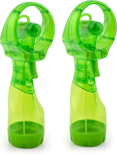Vista 13 de O2COOL - Ventilador de mano de lujo, funciona con pilas, ventilador pulverizador de agua (verde) Sí