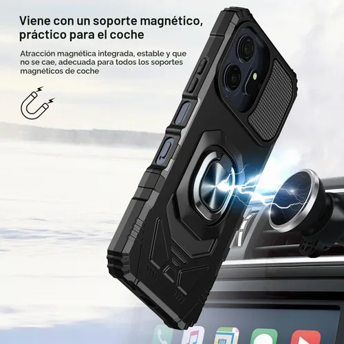 Vista 4 de Funda para TCL Nxtpaper 70 Pro 5G con protector de pantalla y soporte de anillo magnético Negro