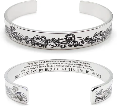 Vista 17 de Pulseras inspiradoras para mujer, joyería de acero inoxidable, con refranes, pulsera motivacional con mensaje oculto, pulseras grabadas para mejor