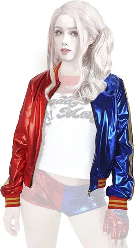 Vista 2 de Chaqueta de cosplay para el personaje de la película abrigo con cremallera de adultos tops rojos y azules S-L mediano