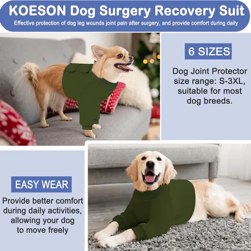 Vista 3 de KOESON Manga de recuperación para perros para piernas delanteras, traje suave de recuperación de mascotas después de la cirugía, protector de codo