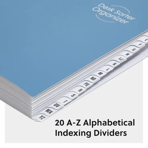 Vista 2 de SMEAD Clasificador de archivos alfabético expandible, color azul oscuro, tamaño carta, 20 divisores, pestañas laminadas, paquete de 5