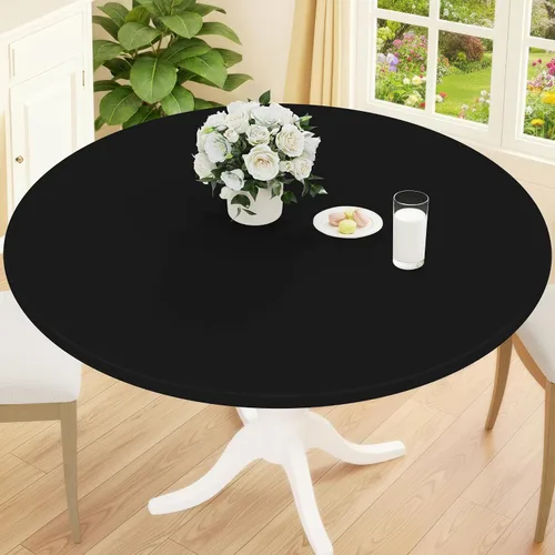 Vista 10 de Smiry Mantel redondo de pícnic, fundas de mesa elásticas impermeables para mesas de 18 a 24 pulgadas, manteles de vinilo con parte trasera