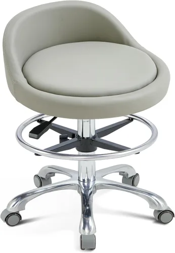 Vista 10 de Taburete Rolling Shop con soporte de espalda, taburete ajustable en altura con ruedas, resistente para salón, spa, tatuaje, esteticista y cocina