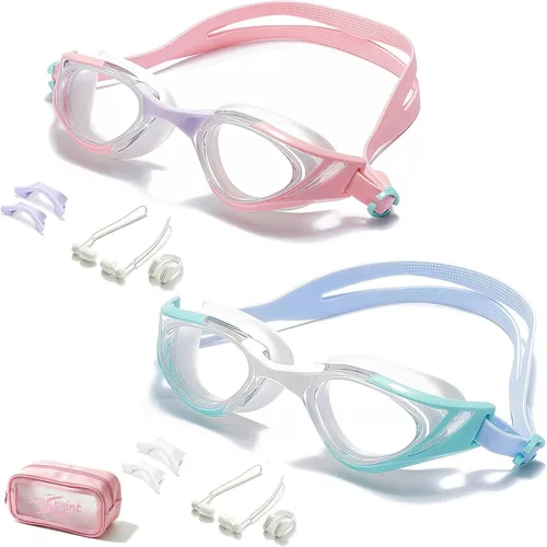 Vista 17 de Gafas de natación, visión súper clara, gafas de natación para adultos, adecuadas para todo tipo de programas de natación Negro Blanco