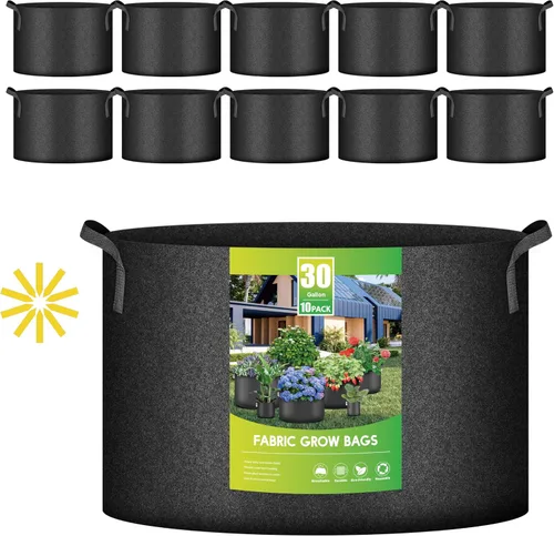 Vista 27 de iPower Paquete de 10 bolsas de 3 galones para plantas de tela no tejida gruesa resistente para cultivo de papas, contenedor duradero con aireación
