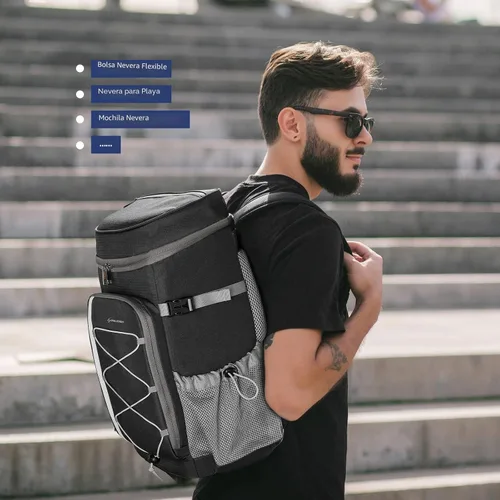 Vista 9 de Mochila enfriadora Maelstrom - Bolsa de almuerzo aislada suave a prueba de fugas para 35/50 latas, ideal para acampar, playa, senderismo y compras
