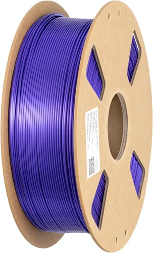 Vista 8 de Filamento de impresora PLA 3D de seda 1.75 mm. / 0.06 pulgadas 1 Kg. / 2.2 libras, brillante y sedoso brillo púrpura negro rojo cobre