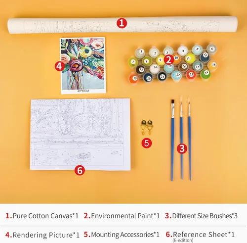 Vista 5 de Pintura por números, flores, pintura abstracta por números para adultos, kits de pintura por números para adultos sobre lienzo para dibujar pintura