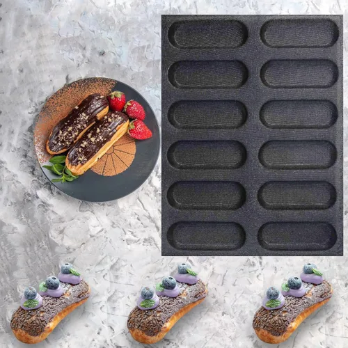 Vista 5 de FETESUR Molde perforado de silicona para bollo de perro caliente, 12 rollos
