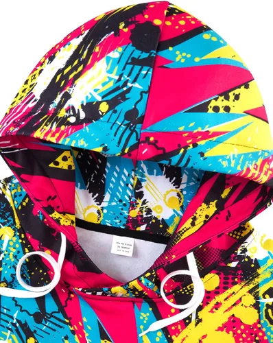Vista 6 de RAISEVERN Sudaderas con capucha para hombres y mujeres con estampado 3D, sudadera con capucha de forro polar, Graffiti 04