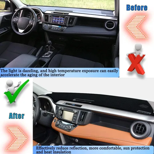 Vista 4 de Cubierta de salpicadero para salpicadero, alfombra personalizada para Toyota RAV4 2013 2014 2015 2016 2017 2018 Accesorios antideslizante protector