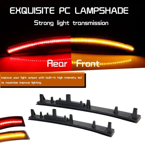 Vista 2 de Juego de 4 lámparas LED ámbar y rojo ahumadas compatibles con Chevrolet Corvette C7 2014 2015 2016 2017 2018 2019 Reemplazar OEM parachoques