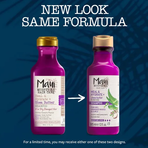 Vista 4 de Maui Moisture Heal & Hydrate + Shea Butter - Champú para reparar e hidratar profundamente el cabello rígido y rizado con aceites de coco y macademia.