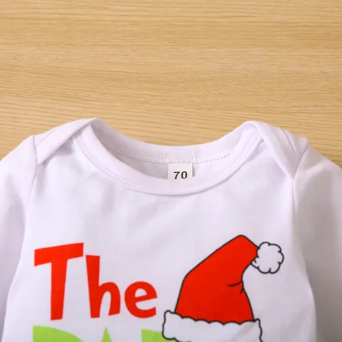 Vista 4 de Vestido de Navidad para niñas recién nacidas, manga larga, cuello redondo, mameluco + medio vestido de lentejuelas de felpa