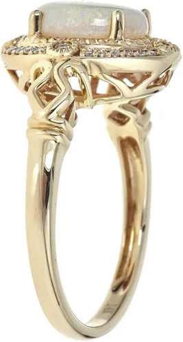 Vista 3 de Gin Grace Anillo de ópalo etíope natural de oro amarillo de 14 quilates con diamantes reales para mujer joyería de ópalo de origen ético auténtico